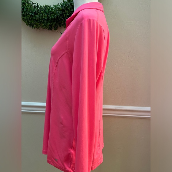 Xersion Performance Wear Pink Quarter Zip with Thumb Holes. Size: L - Picture 2 of 6